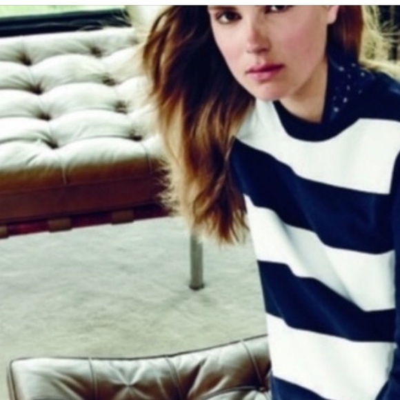 J Crew Block Striped Navy White Sweater XS - Picture 5 of 8
